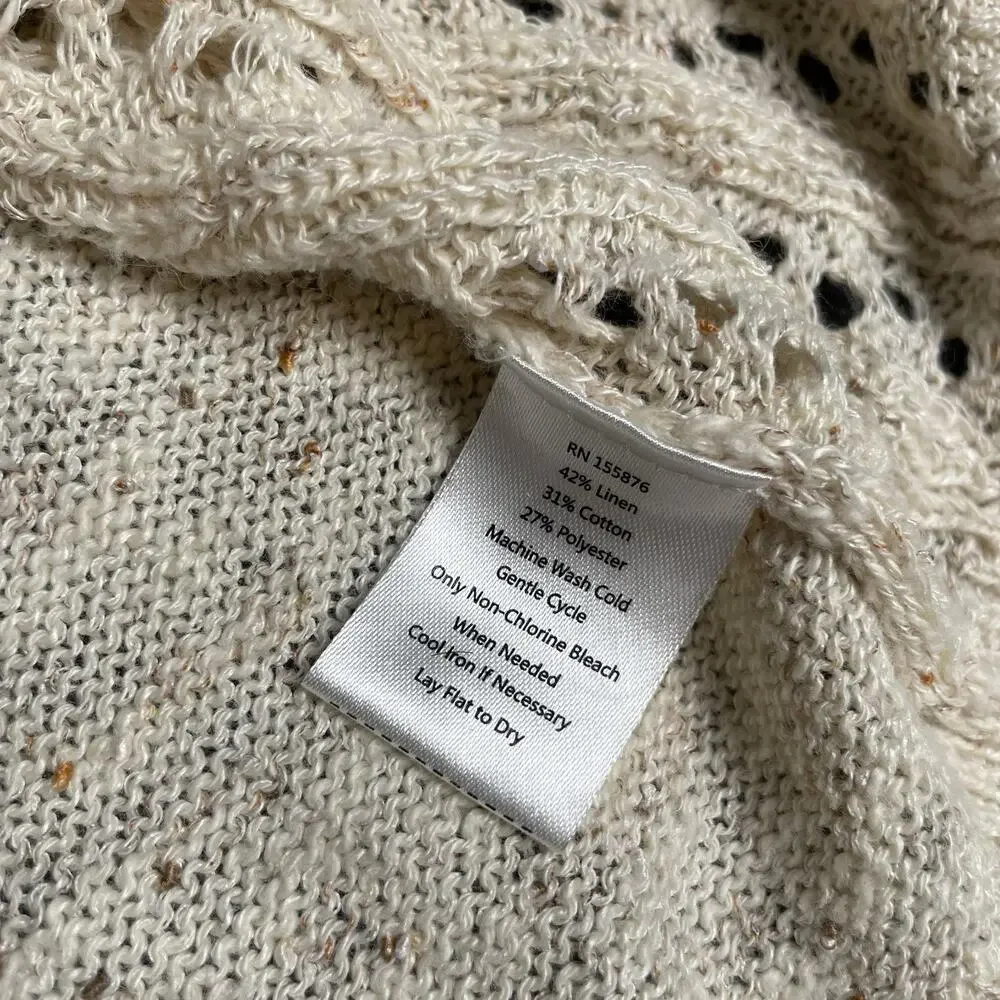 Spartina 449 Knit Sweater Large Lightweight Shelby Linen Blend Open Knit 54-15
